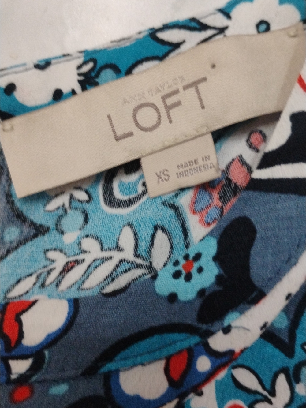 LOFT Teal Floral Medallion Sleeveless Shift Dress SZ XS - Picture 4 of 5